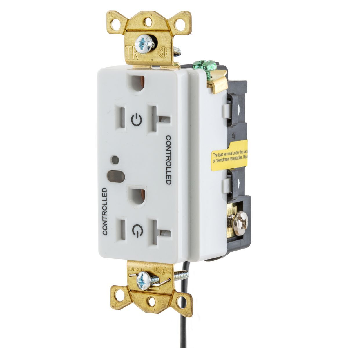 Straight Blade Devices,Wire Switched ,Logic Load Control Receptacles,Fully Controlled, Industrial Grade, 2-Pole 3-Wire Grounding, 20A 125V, 5-20R, Light Almond