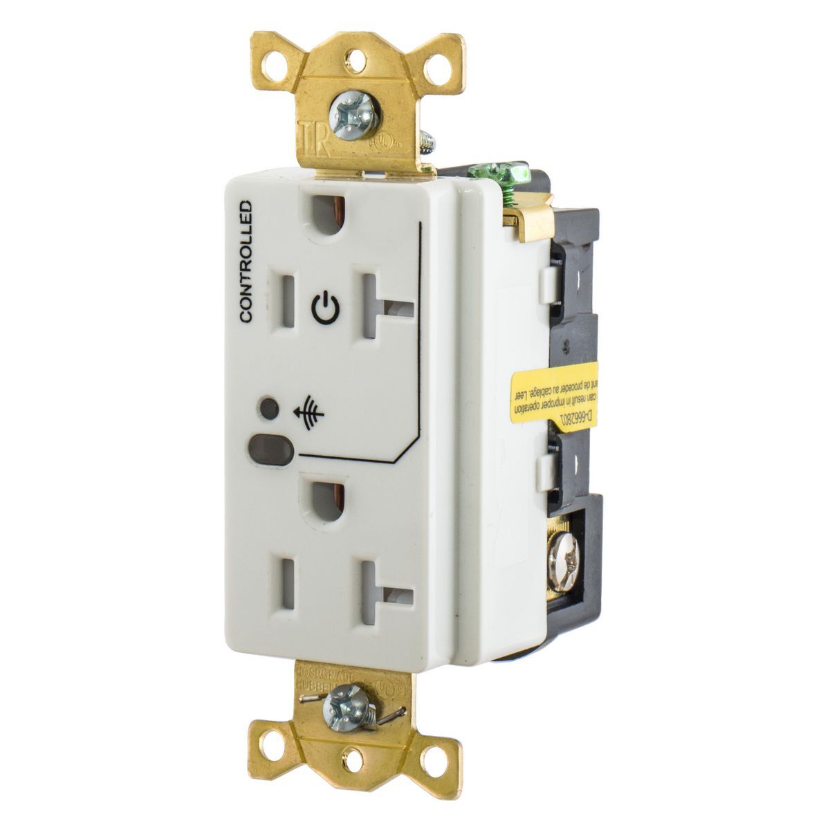 Straight Blade Devices,Wireless Switched ,Logic Load Control Receptacles,Split Circuit, Industrial Grade, 2-Pole 3-Wire Grounding, 20A 125V, 5-20R, White