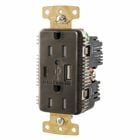 15A/125V Tamper Resistant/Weather Resistant Duplex Receptacle & Type A & C USB Ports, Brown