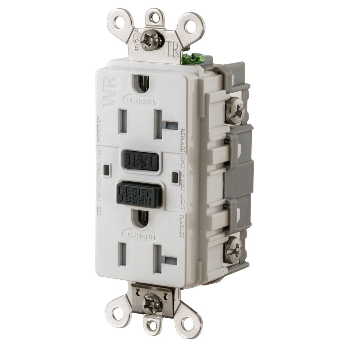 20A, 125V Industrial Grade, Tamper-Resistant, Weather-Resistant, Ground Fault Receptacle