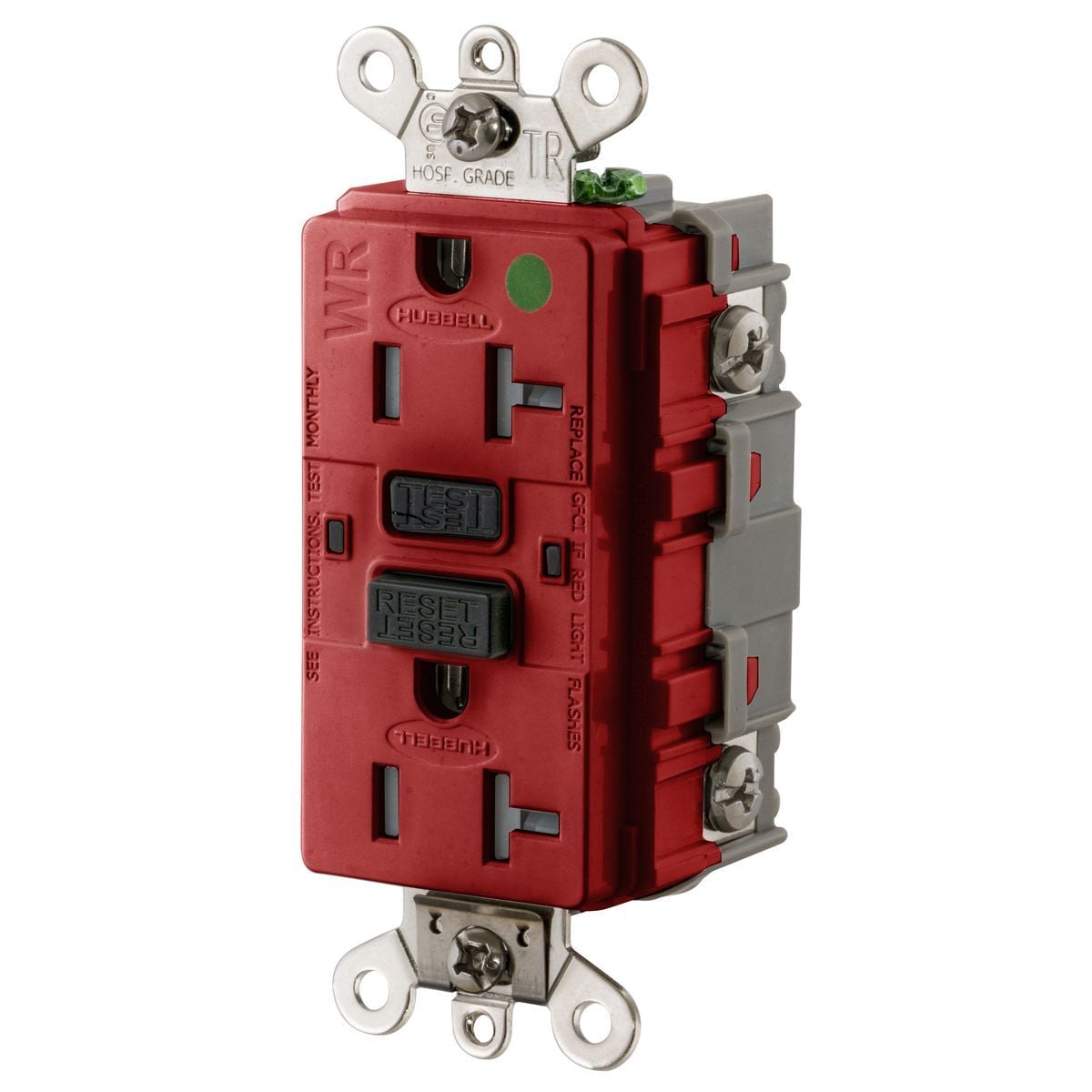 20A, 125V Industrial Hospital Grade, Tamper-Resistant, Weather-Resistant, Ground Fault Receptacle