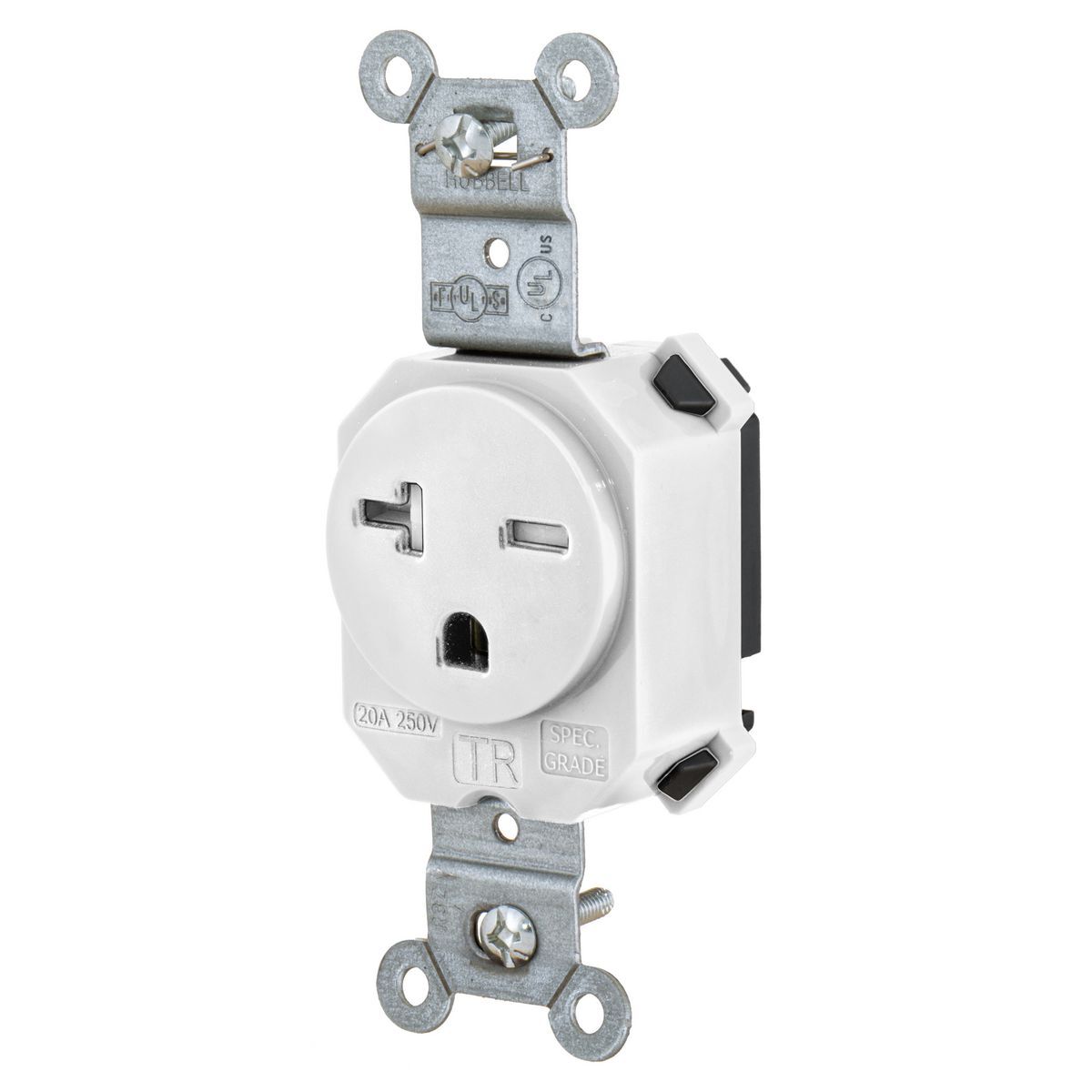Straight Blade Devices, Receptacles, Tamper Resistant,  Single, SNAPConnect, 20A 250V, 2-Pole 3-Wire Grounding, 6-20R, White.