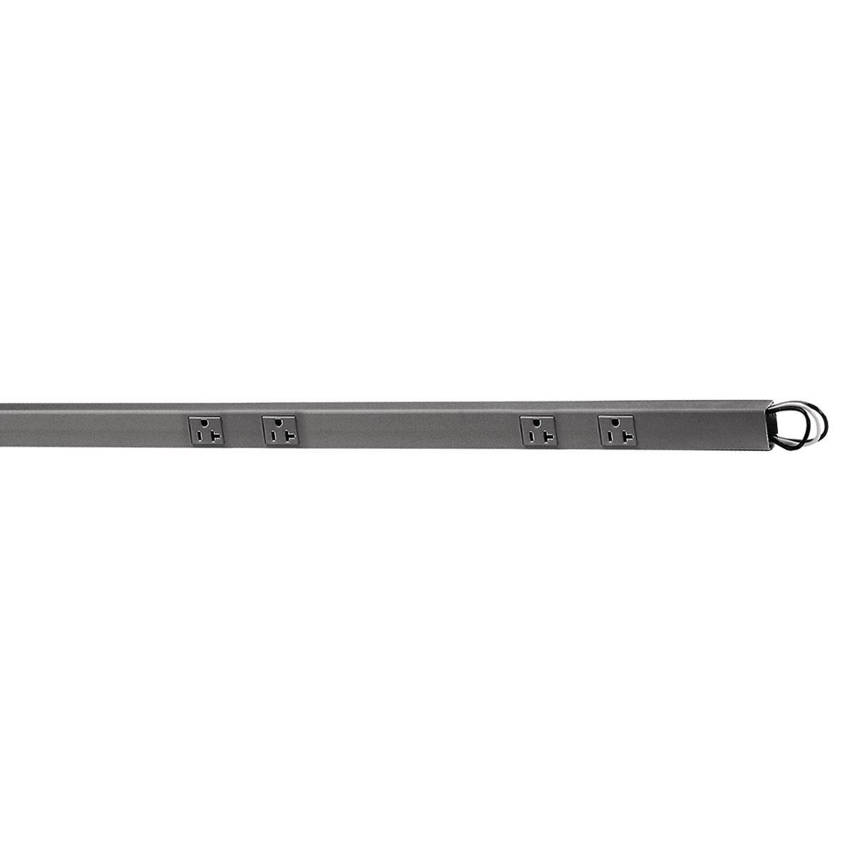 PlugTrak, Hard Wired, 6' Length, 20A 125V, Single Circuit, 9) Duplexes, Black