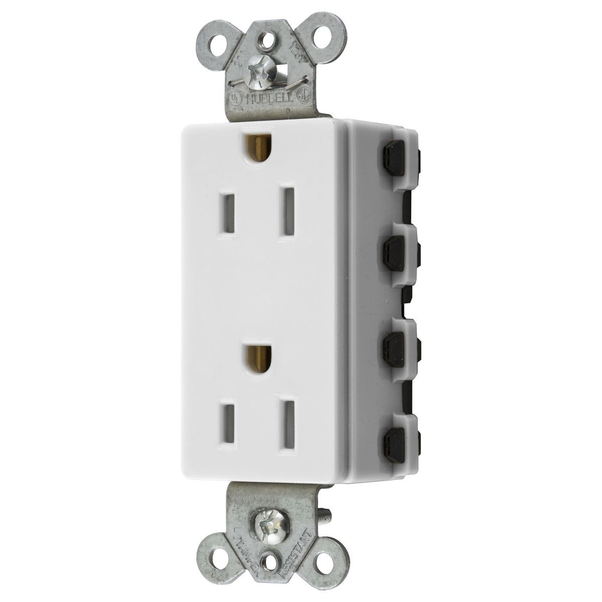 Straight Blade Devices, Receptacles, Tamper Resistant, Style Line Decorator Duplex, SNAPConnect, 15A 125V, 2-Pole 3- Wire Grounding, Nylon, 5-15R, White.