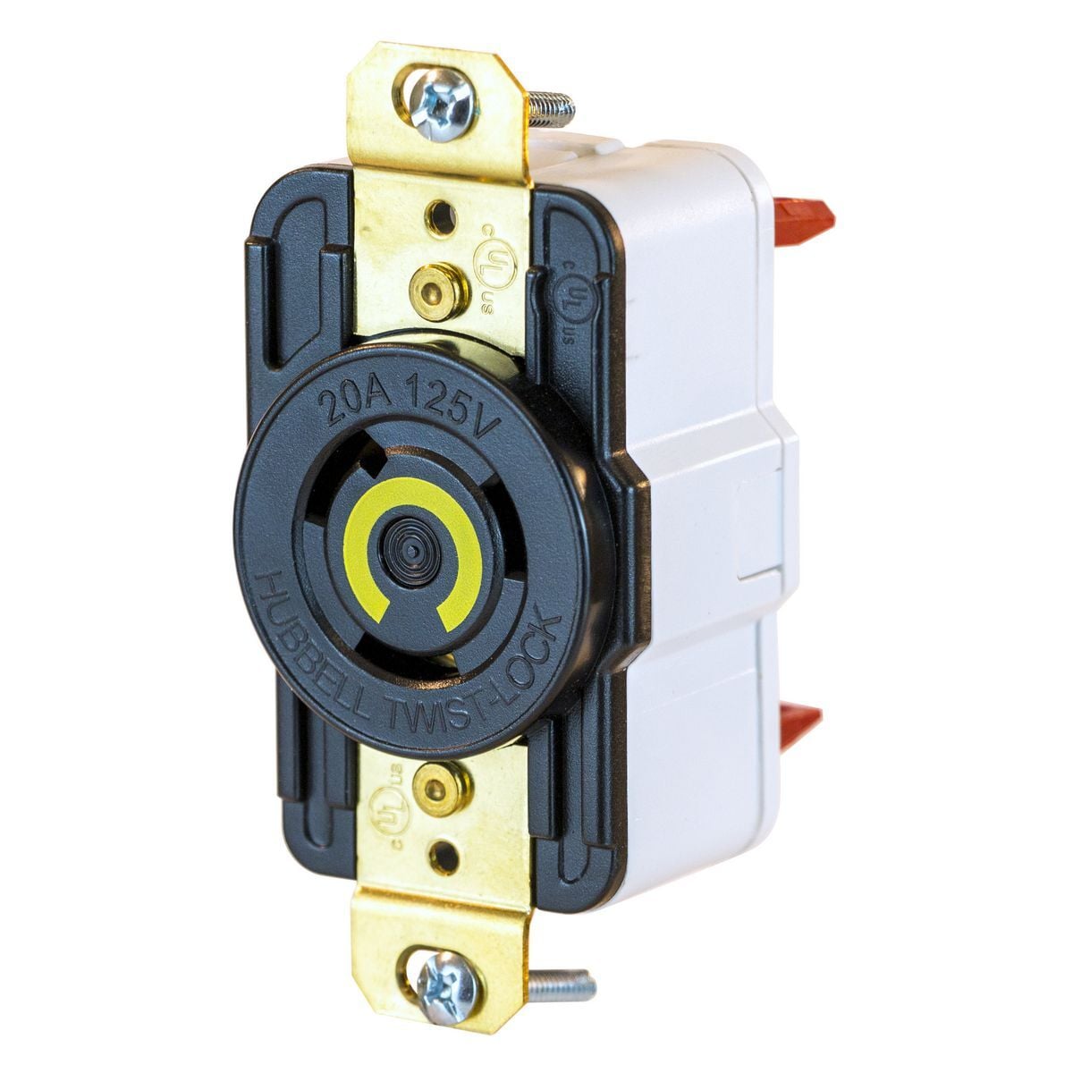 Twist-Lock Edge Receptacle with Spring Termination, 20A, 125V, L5-20R, Black