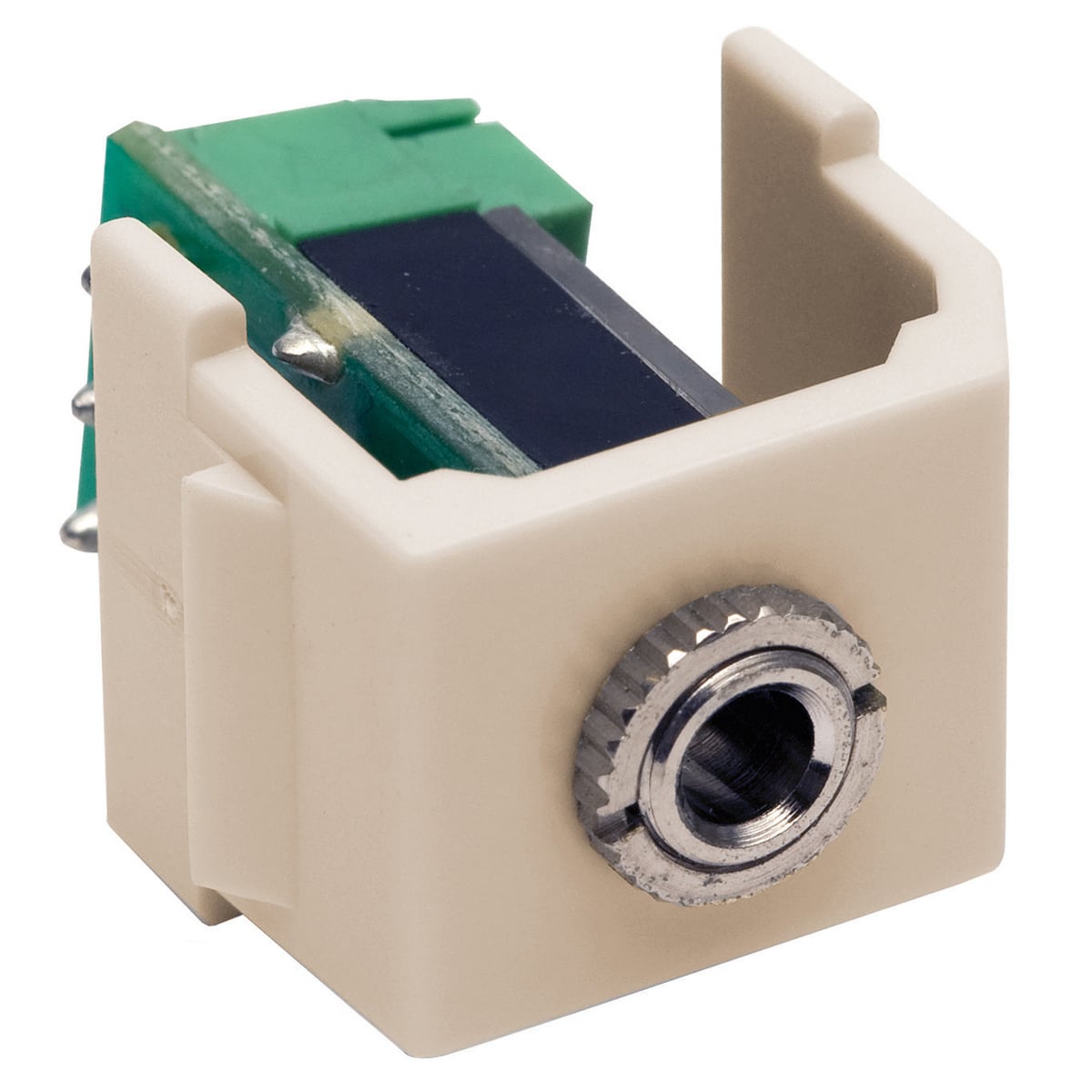 Stereo Jack, Snap-Fit, Keystone, 3.5 MM, Screw Termination, Light Almond