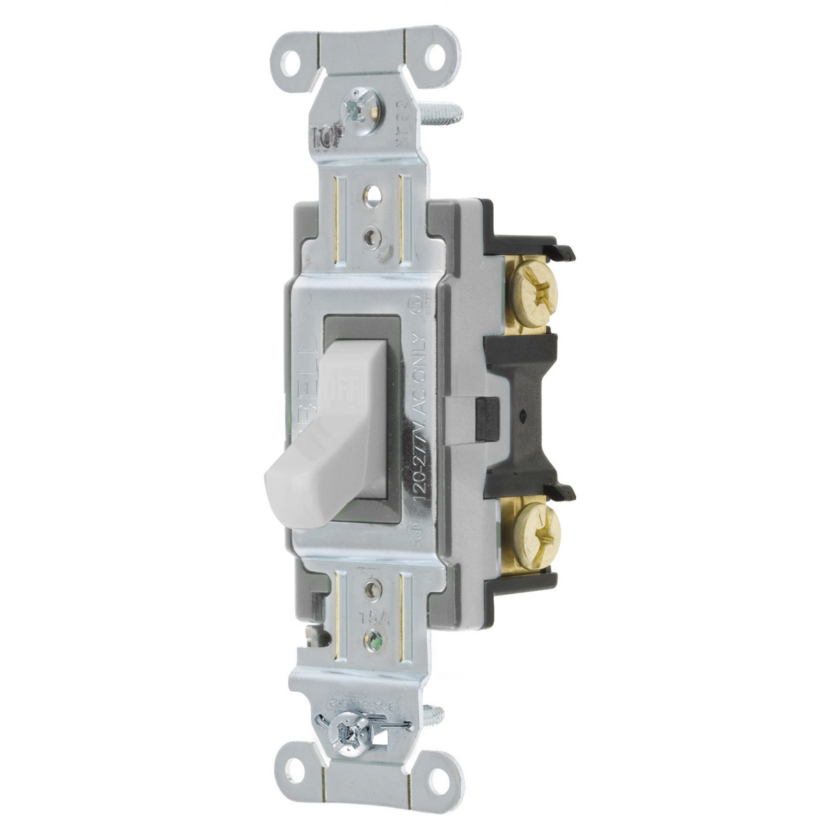 CS115OW Standard Toggle Switch, 120/277 VAC, 15 A, 4155 W Power Rating, 2-Position Contact