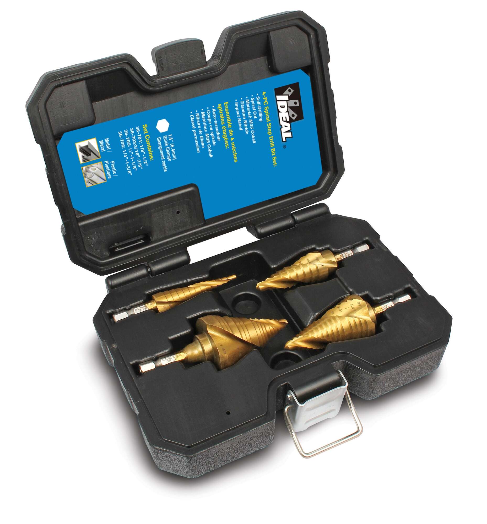 Spiral Step Bit 4 Piece Kit