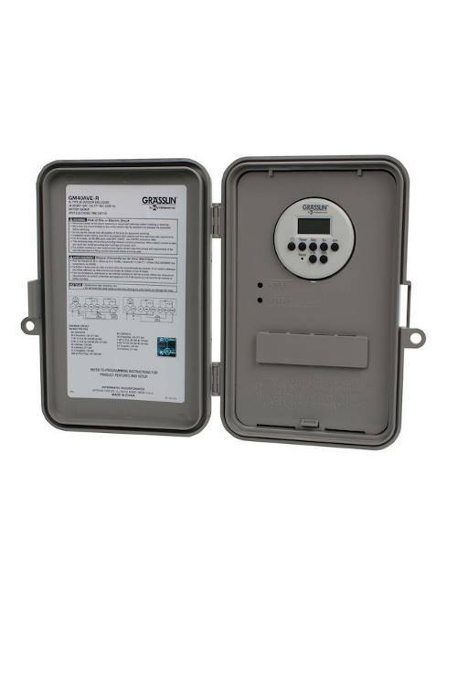 A universal, electronic time switch designed for general purpose residential and commercial applications and automatically detects the input voltage without the use of a DIP switch or selector pins.