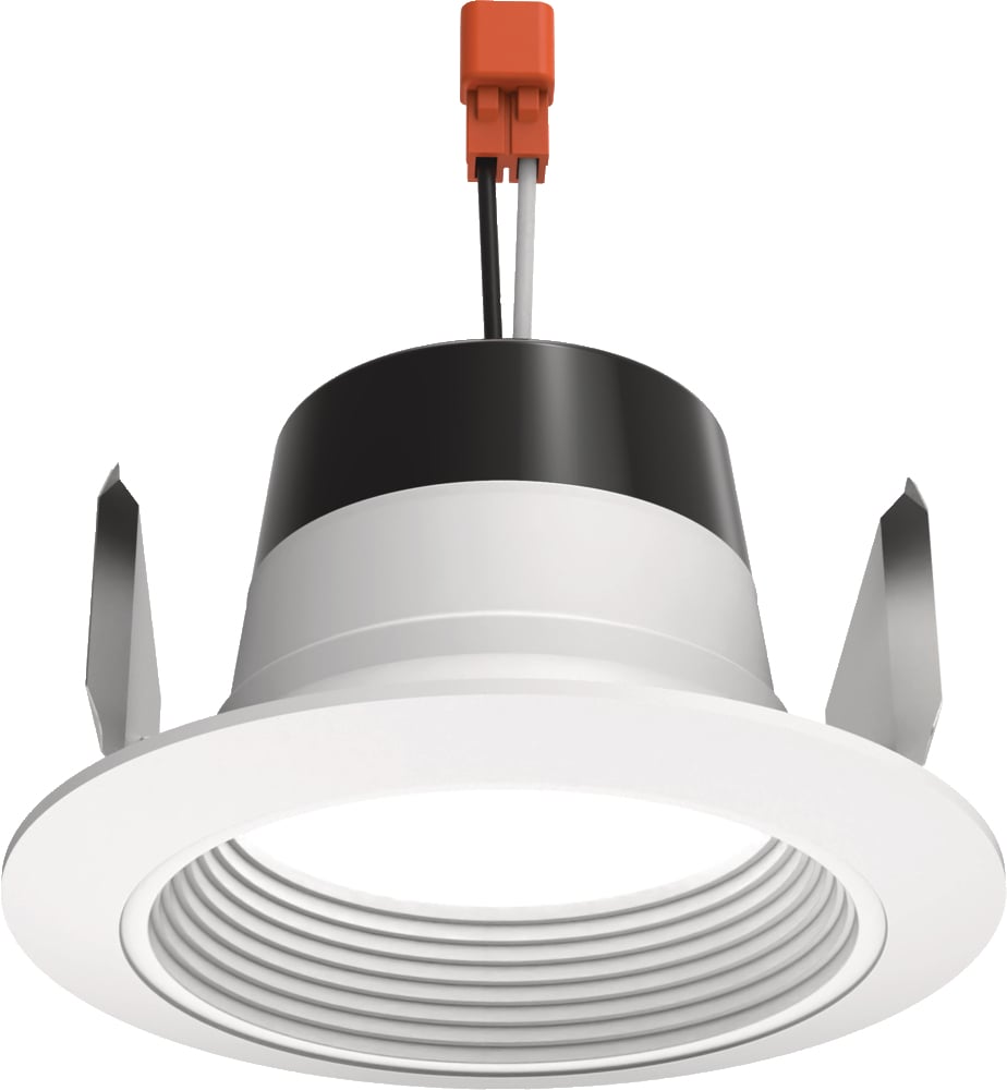 With Juno Retrofit 3000K Warm White LED Retrofit Downlight RLD 4-inch trim modules, upgrading your existing 4-inch recessed fixture is inexpensive and nearly as simple as replacing an incandescent lamp. Modules feature a white aluminum baffle with a built-in flange. A deeply regressed diffusing lens conceals the LEDs from direct view and provides uniform aperture luminance.