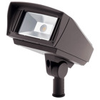 The Kichler C-Series 23W,  knuckle-mount Commercial Outdoor small flood light is an  integrated LED fixture that features 120V-277V Universal voltage with built in surge protection and is rated for wet locations. Featuring an integrated cowl, durable knuckle construction, and an all-metal housing with a textured polyester powder coat finish (shown here in Textured Architectural Bronze), it is designed for high use wear and tear.