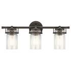 The vintage mason jar style of the Brinley(TM) collection 3-light bath light in Olde Bronze gives a beautifully modern treatment to the familiar and comfort of canning jars.