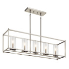 Streamlined and simple, the Crosby 5-light linear chandelier in Brushed Nickel delivers clean lines for a contemporary style. The glass shades enhance this minimalistic design.