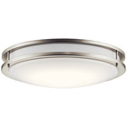 The Avon collection 24in.in. LED flush mount features an Acrylic diffuser to provide an even spread of light. A Brushed Nickel finish adds to this fixtures transitional style.