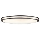 The Avon 32.5in; LED flush mount light features a classic look with its Olde Bronze and acrylic shade. The Avon flush mount light is perfect in a bathroom or powder room and has a transitional and modern look.