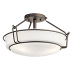 The Alkire 16.5in; 3 light semi flush features a modern classic look with its Olde Bronze finish and satin etched white glass. The Alkire is perfect in a transitional and modern environment.