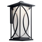The 18.25in; LED outdoor wall light from the Ashbern(TM) collection features a modern Matte Black finish. Overlapping arcs create visual interest, and coordinate with a variety of architectural home styles, from traditional to soft modern. The classic box shape keeps lines clean for maximum curb appeal. Integrated LED assures energy efficient performance for years to come.