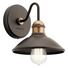 Bring a touch of the outdoors in with Clyde(TM)s 1-light 7.5in; wall sconce. An Olde Bronze finish, a vintage-inspired socket and diamond knurl banding enhance the industrial look.