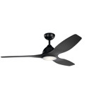 This 60in; Jace LED ceiling fan in Satin Black Powder Coat offers smooth airflow and ambient light in a style thatfts updated for today. The curved, sweeping blades add an architectural element to any room: traditional, modern or somewhere in-between.