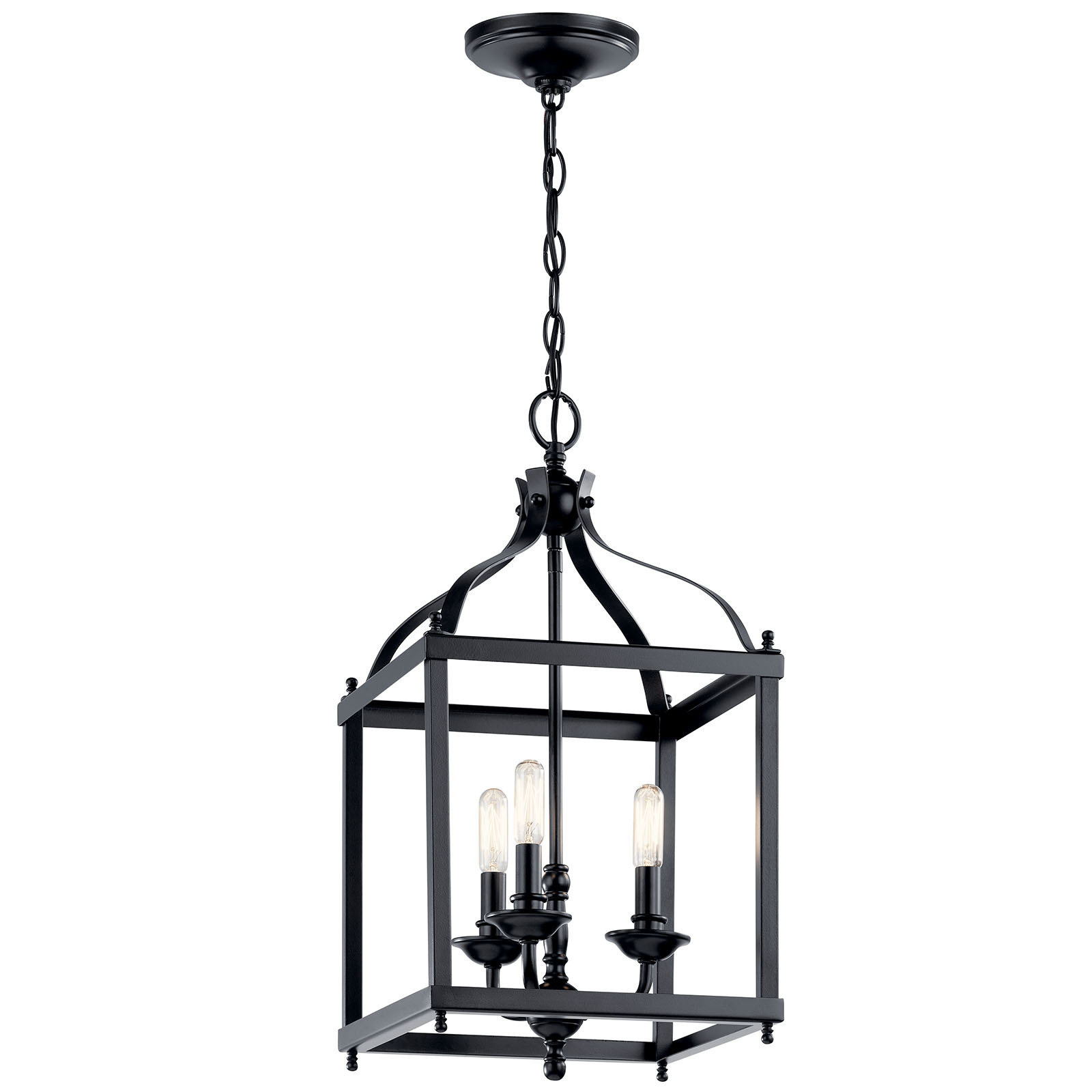 This 3 light foyer pendant cage from the Larkin? collection creates a strong, linear silhouette. The Black finish and steel form of this design will effortlessly accent your home.