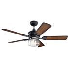 This 52in; Lyndon(TM) Patio LED ceiling fan in Distressed Black features a sleek, nautical style and  clear, seeded glass.