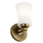 The Brianne(TM) 1 light wall sconce makes luxury fun. Its backplate was inspired by the starburst clocks of mid-century design. Coupled with the uniquely shaped glass, itfts retro at its finest. The stylish Brushed Natural Brass finish tempers the shine but not the glam.