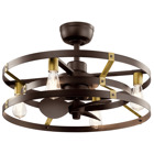 Cavelli 13 inch fandelier in Satin Natural Bronze finish with Natural Brass accents makes a statement with its vintage industrial, two-tone style. This unique fandelier design delivers the best of both worlds with its beautiful exterior design on the outside and the benefit of a ceiling fan on the inside.