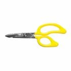 All-Purpose Electrician's Scissors, Cable cutting notch in scissor blade provides increased leverage and stability on tough cuts of up to 14 AWG wire