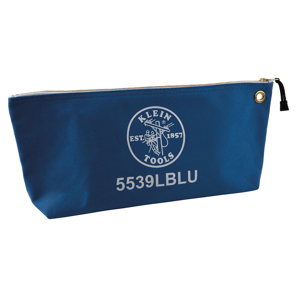 5539LBLU Large Wide-Bottom Canvas Tool Bag with Zipper, No. 8 Canvas, Blue