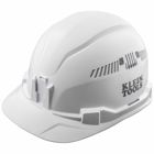 Hard Hat, Vented, Cap Style, White, Safety hard hat has patent-pending accessory mounts on front and back ensure optional Klein Headlamps attach securely and precisely, every time  no straps or zip ties needed