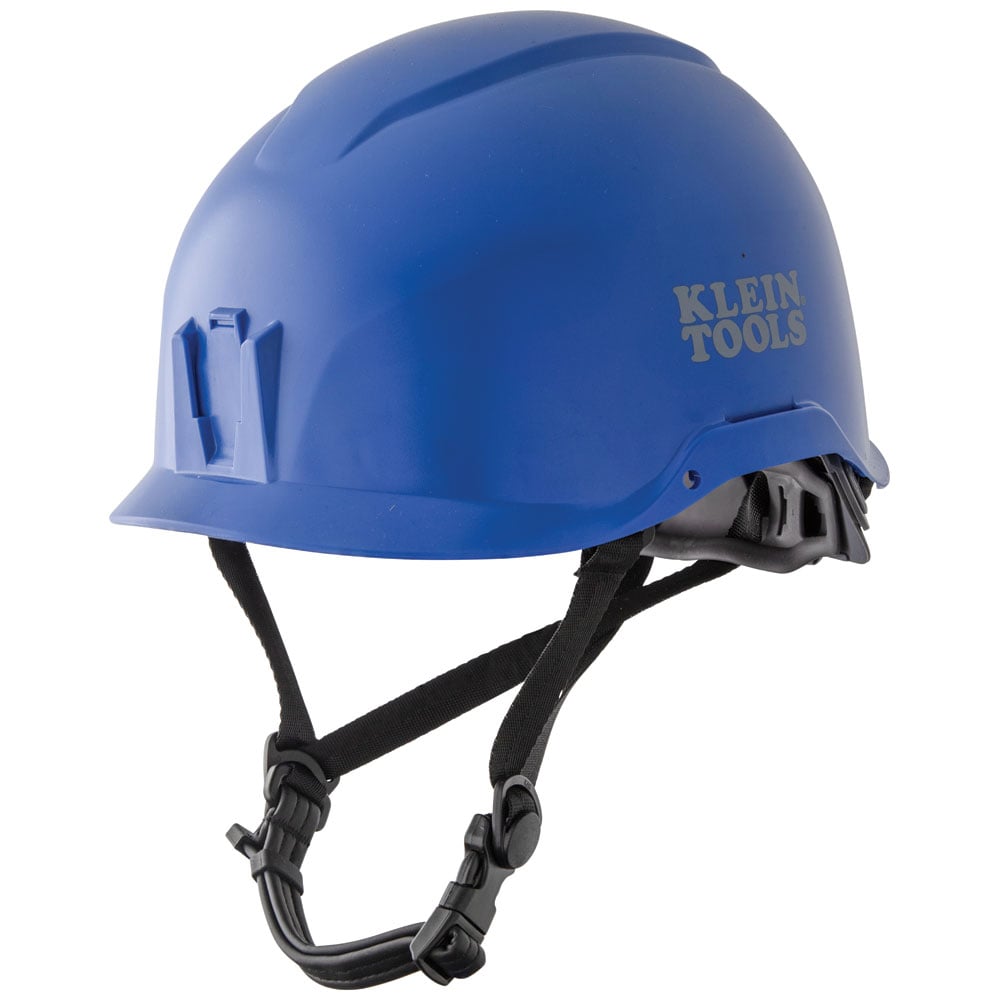 Safety Helmet, Non-Vented-Class E, Blue, Compact, lightweight safety helmet design for at-height and confined space applications low profile bill for unobstructed visibility