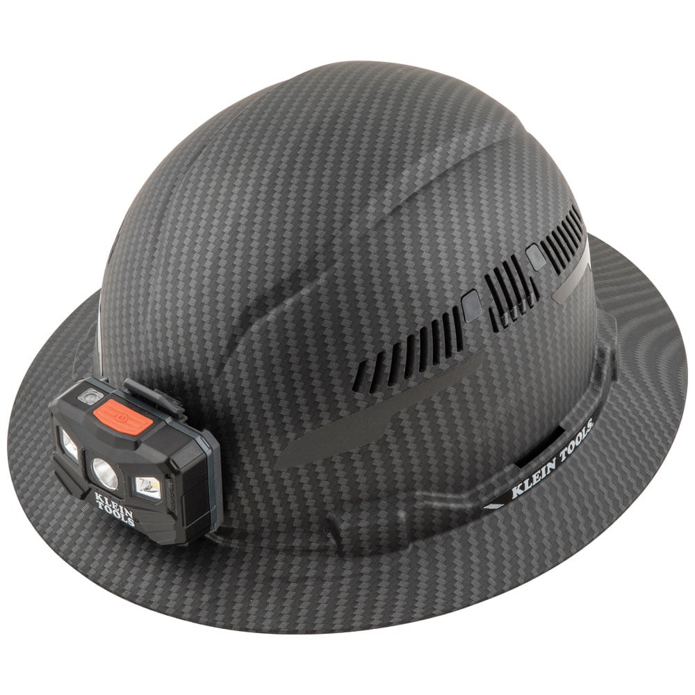 Hard Hat, Premium KARBN Pattern, Vented Full Brim, Class C, Lamp