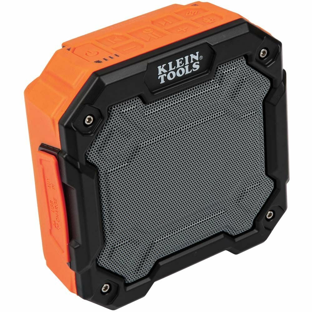 Bluetooth Jobsite Speaker with Magnet and Hook, Rugged portable Bluetooth speaker offers powerful, crisp sound