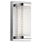 The LED wall sconce from the AmmirasTM collection radiates glam and sparkle with its jewelry-inspired textured glass encased in smooth Chrome finish endcaps. Ammiras is perfect for a bathroom or powder room.