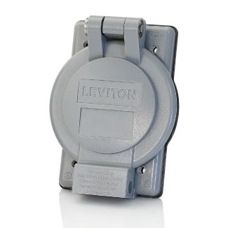 1-Gang Weatherproof Cover for 50 Amp Flanged Inlets & Outlets Mounted Behind Panel, 3Inch Diameter, Panel Mount, Industrial Grade, IP64, NEMA 3R, Vertical Self Closing Lid - GRAY