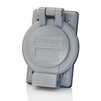 1-Gang Weatherproof Cover for 50 Amp Flanged Inlets & Outlets Mounted In Front of Panel, 2.6Inch Diameter, Panel Mount, Industrial Grade, IP64, NEMA 3R, Vertical Self Closing Lid - GRAY