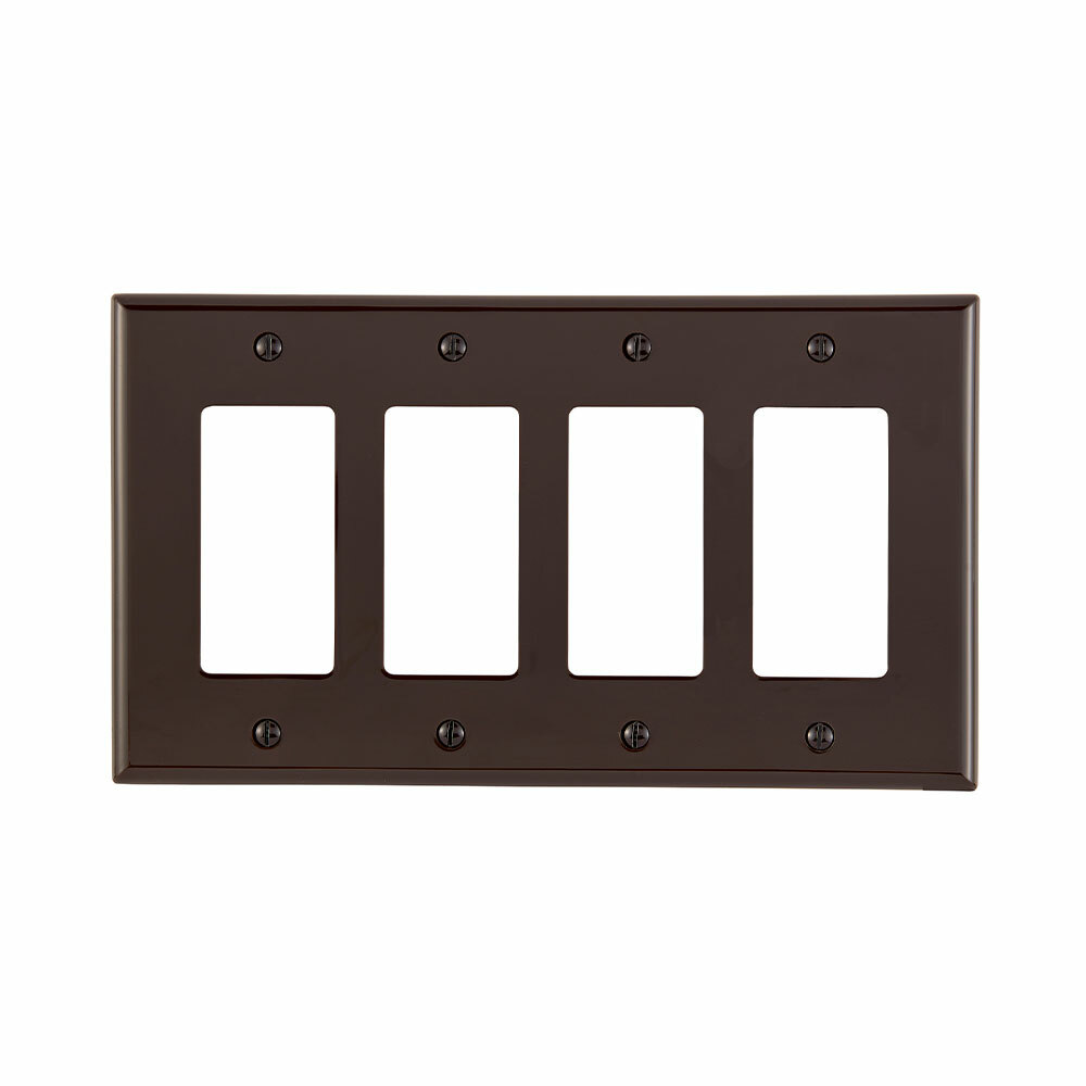 4-Gang Decora/GFCI Device Decora Wallplate/Faceplate, Midway Size, Thermoplastic Nylon, Device Mount, - Brown