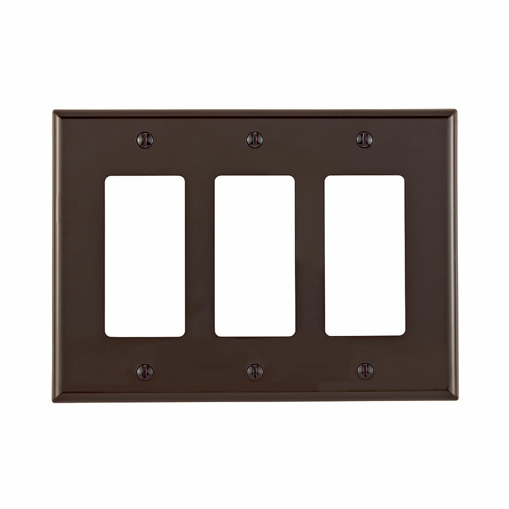 3-Gang Decora/GFCI Device Decora Wallplate/Faceplate, Midway Size, Thermoplastic Nylon, Device Mount, - Brown