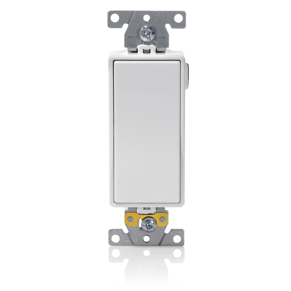 M5631-W Decora Plus Lev-Lok Framed Heavy Duty Illuminated Self-Grounding Rocker Switch, 125 V AC, 20 A, 1 hp, 2 hp Power Rating