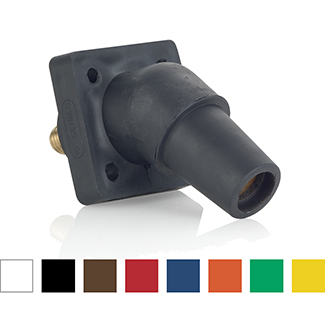 16 Series Female Panel Receptacle, Cam-Type, 45- Degree, Threaded Stud, Taper Nose, Cable Range- #2 to 4/0 AWG, 400 Amp-Brown