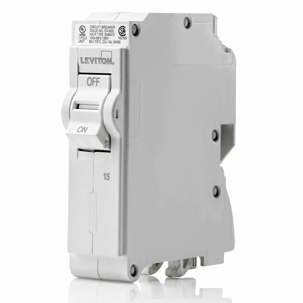 Branch Circuit Breaker, Standard 1-Pole 15A 120V, 10Ka Interrupt Rating
