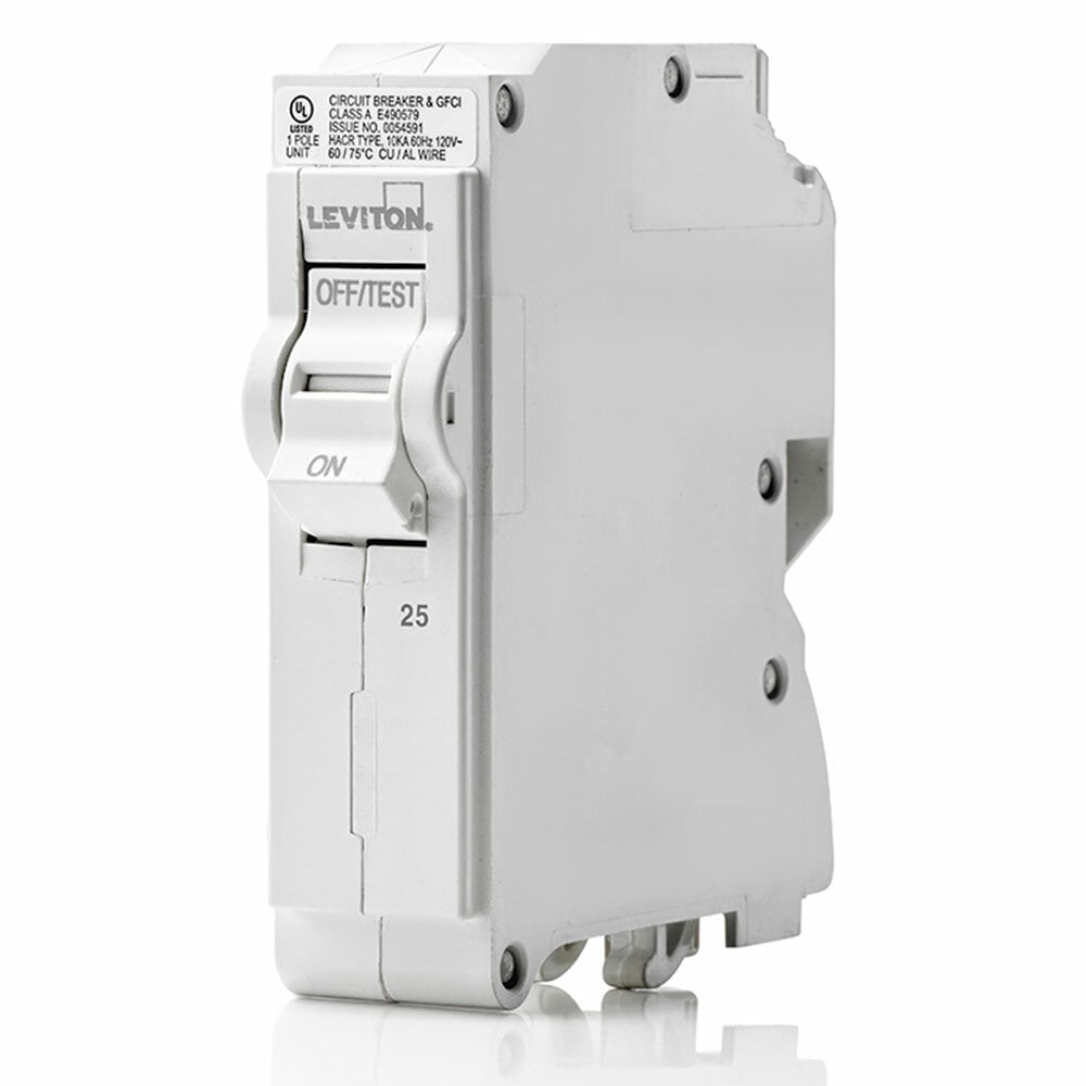 Branch Circuit Breaker, Standard 1-Pole 25A 120V, 10Ka Interrupt Rating