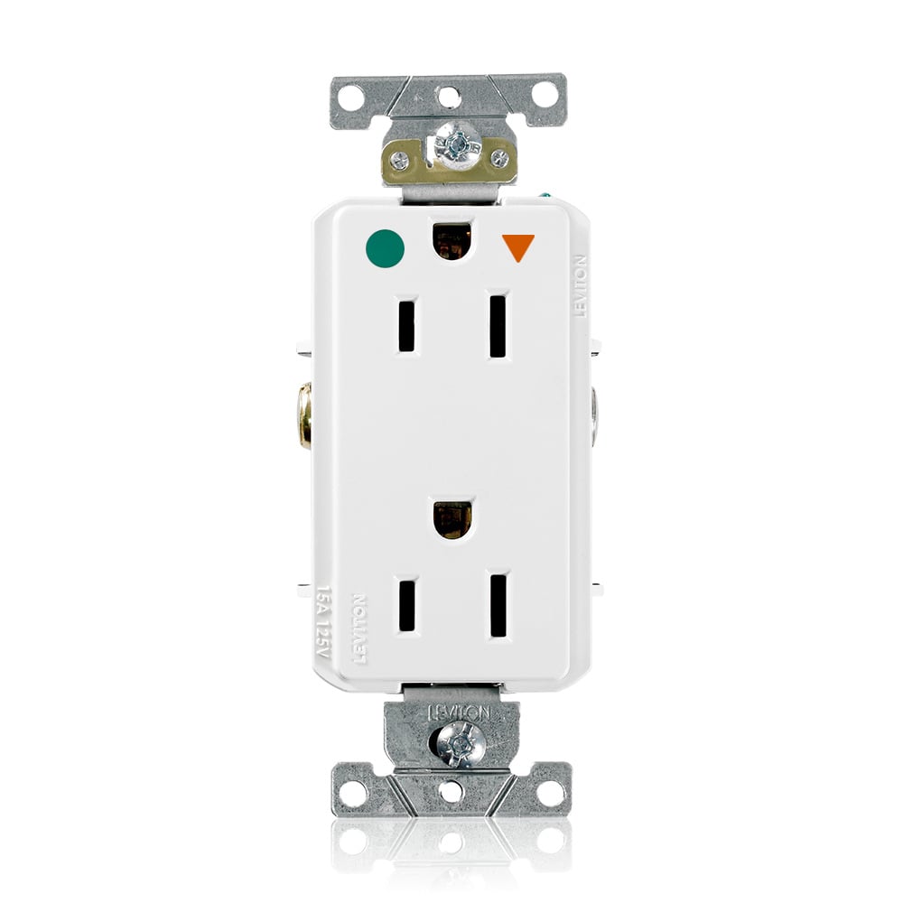 Decora Plus Isolated Ground Duplex Receptacle Outlet, Heavy-Duty Hospital Grade, Smooth Face, 15 Amp, 125 Volt, Back or Side Wire, NEMA 5-15R, 2-Pole, 3-Wire, Self-Grounding - White
