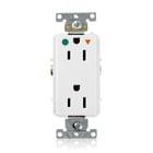 Decora Plus Isolated Ground Duplex Receptacle Outlet, Heavy-Duty Hospital Grade, Smooth Face, 15 Amp, 125 Volt, Back or Side Wire, NEMA 5-15R, 2-Pole, 3-Wire, Self-Grounding - White