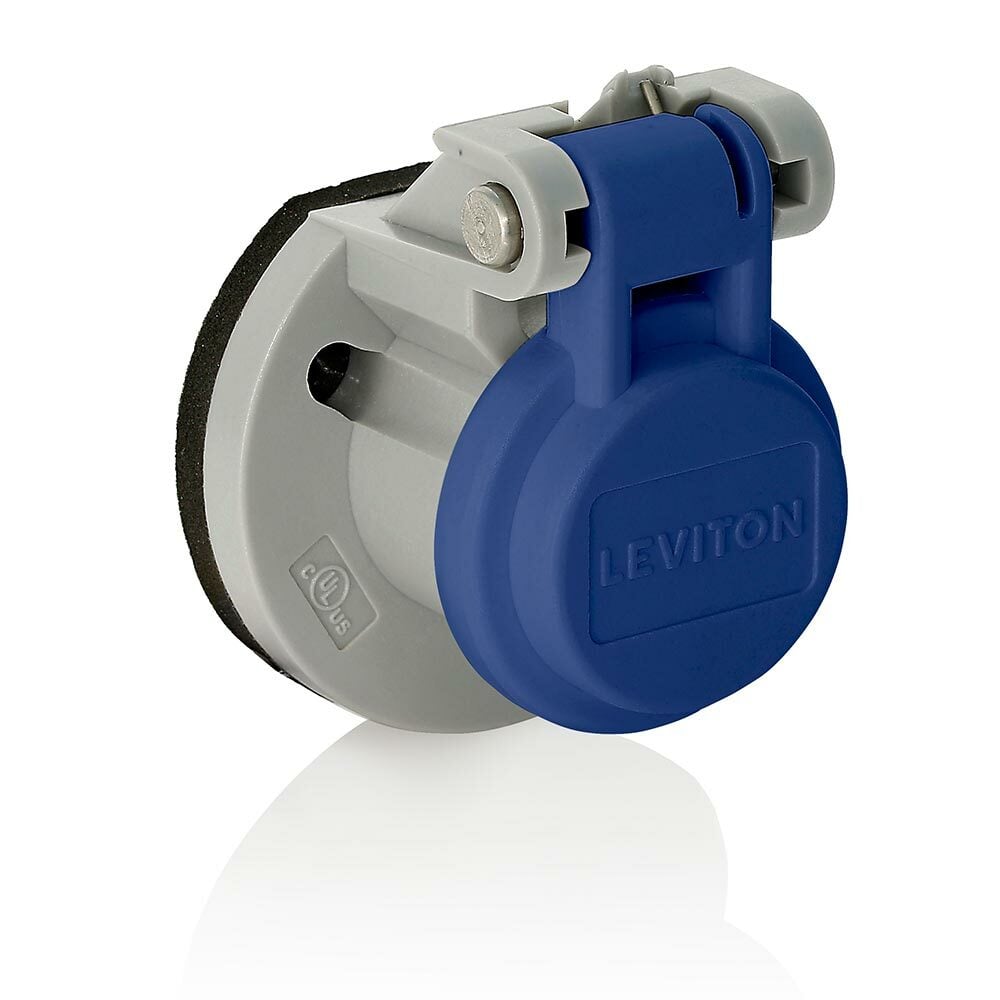 15S31-UB Rhino-Hide 15 Series Male/Female Receptacle Enclosure With Automatic Closing Lid, For Use With Rhino-Hide 1-Pole, 600 V AC, 400 A Single Pole Cam Type Connectors, Thermoplastic, Blue