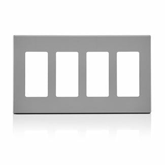 4-Gang Decora Plus Device Decora Wallplate-Faceplate, Screwless, Poly Carbonate, Snap-On Mount, Screwless Subplate - Gray