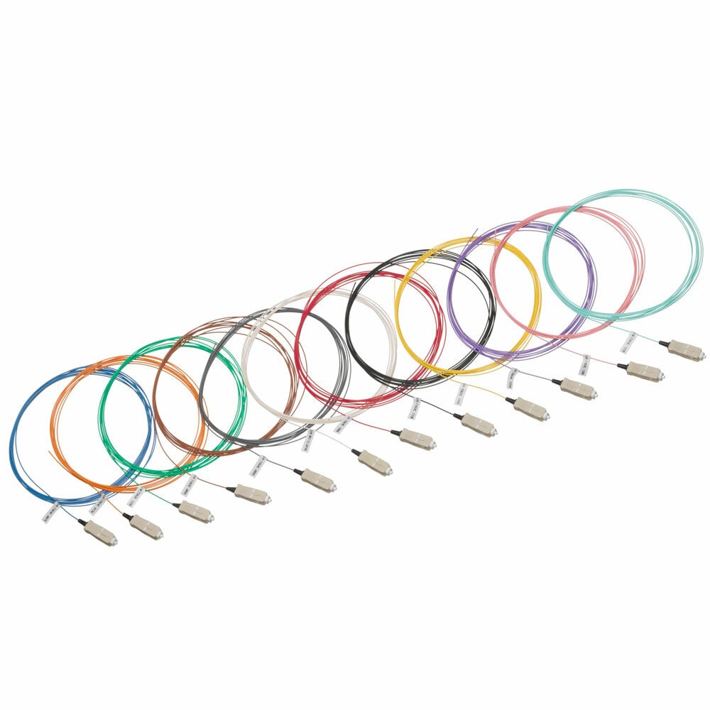 OM4 Pigtail Kit To Include (12) Color Coded Pigtails W/LC Connector On One End 900UM Cable 3 Meters In Length