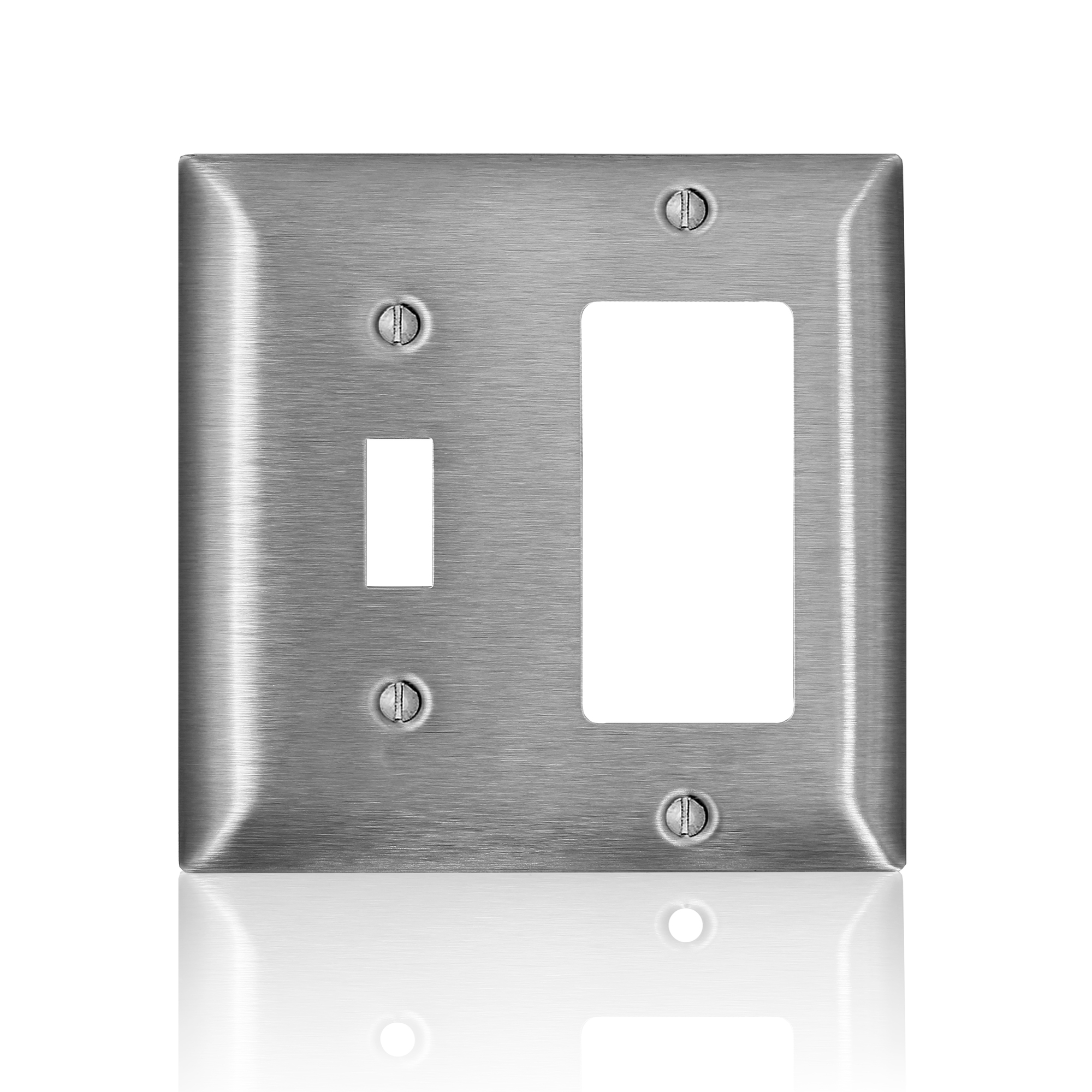 2-Gang C-Series 1 Toggle Switch, 1 Decora/Decora Plus/GFCI Wallplate, Standard Size, 430 Stainless Steel