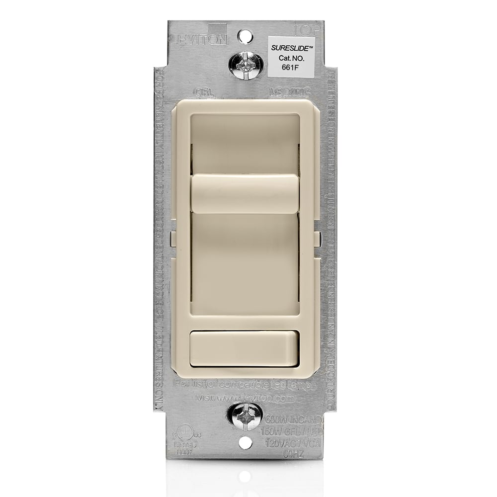 Decora SureSlide Quiet Fan Speed Control, 1.5A Fan, 60Hz, Single Pole and 3-Way - Light Almond