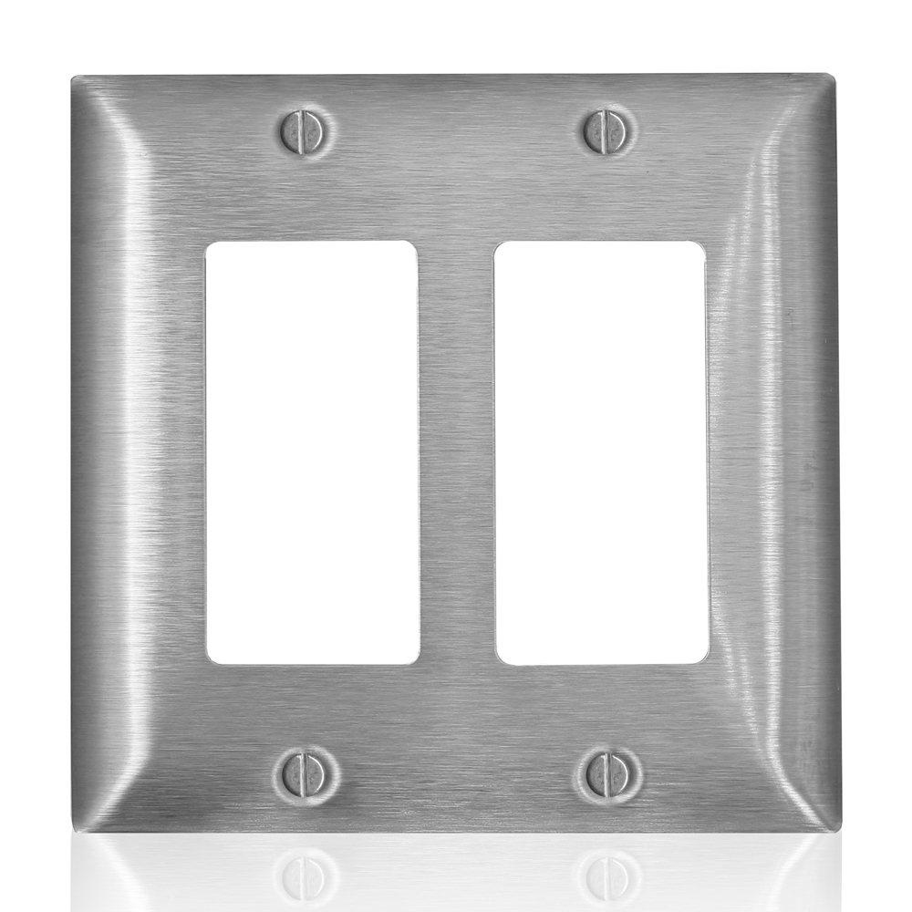2-Gang C-Series Decora Wallplate, Midway Size, 302-304 Stainless Steel